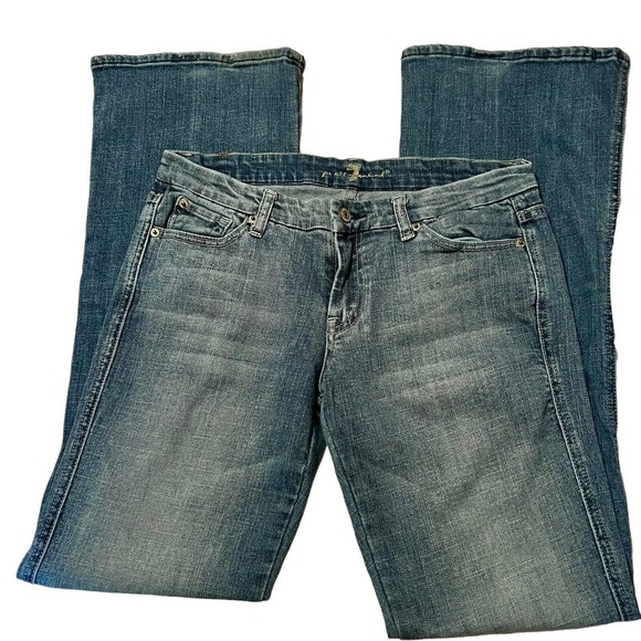 7 For All Mankind "A" Pocket Distressed Bootcut Jeans SZ 29 - Picture 3 of 10